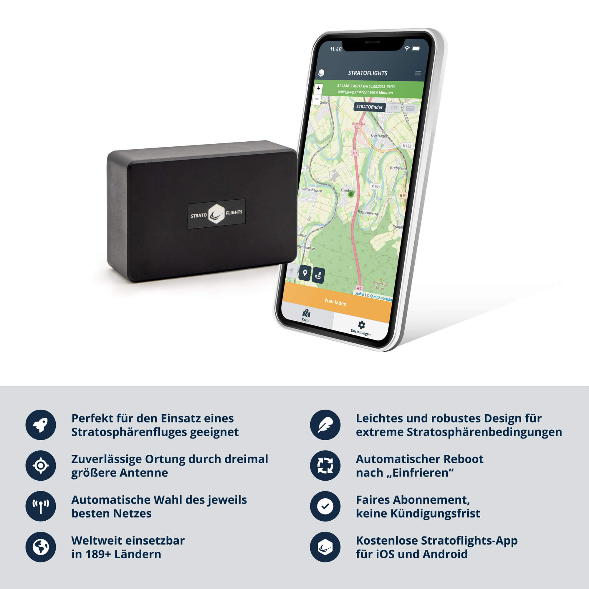 GPS Tracker STRATOfinder für Stratosphärenflüge