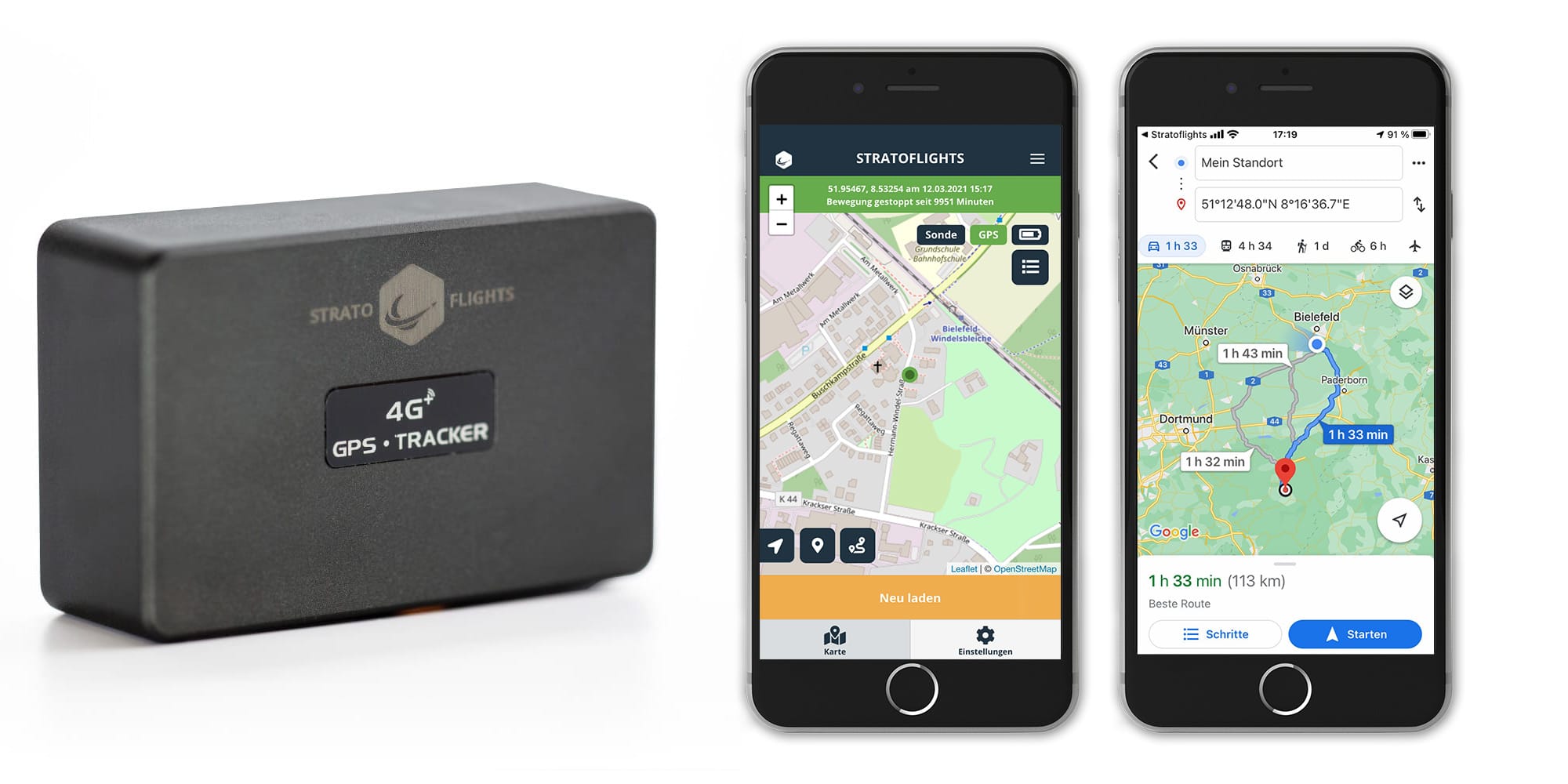 GPS Tracker STRATOfinder - Ortung mit Handy